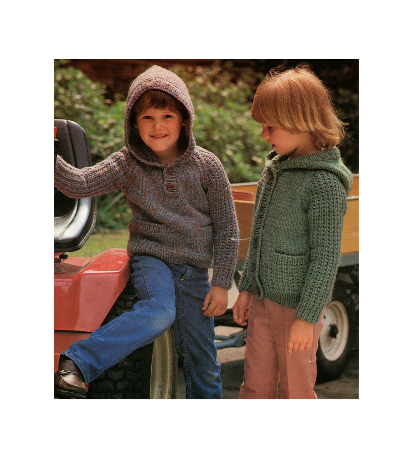 Hooded Jumper Knitting Pattern Childrens Hooded Sweater And Cardigan Knitting Pattern Pdf For