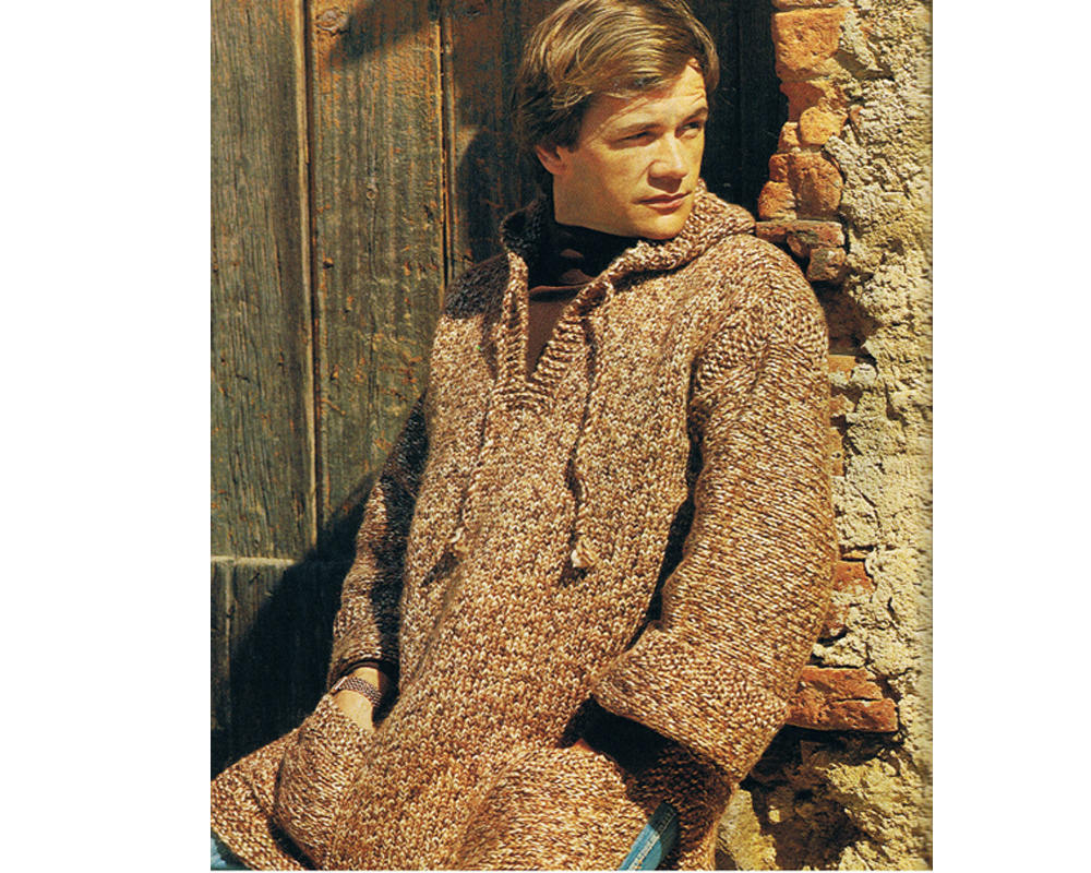 Hooded Jumper Knitting Pattern Sweater Knitting Pattern Mens Hooded Sweater Sizes 36 To 42 Vintage 70s Pdf Knitting Pattern Instant Download On Etsy