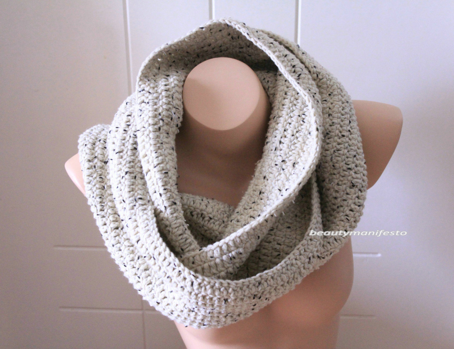 Infinity Scarf Knitting Pattern Chunky Free Oversized Knit Scarfoversized Chunky Infinity Scarf In Oatmeal Brown Colorcrochet Infinity Scarves Mens Scarvesfree Shpping