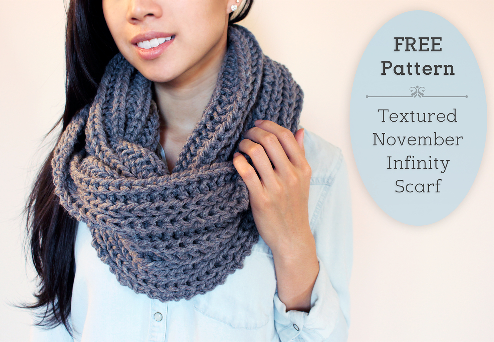 Infinity Scarf Knitting Pattern Chunky Free Purllin Textured November Infinity Scarf Free Pattern