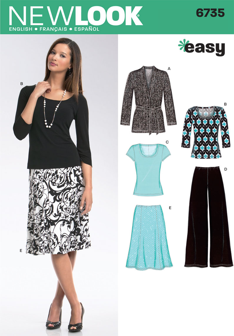 Jersey Knit Skirt Pattern 6735 New Look Pattern Misses Knit Cardigan Tops Trousers And Skirt