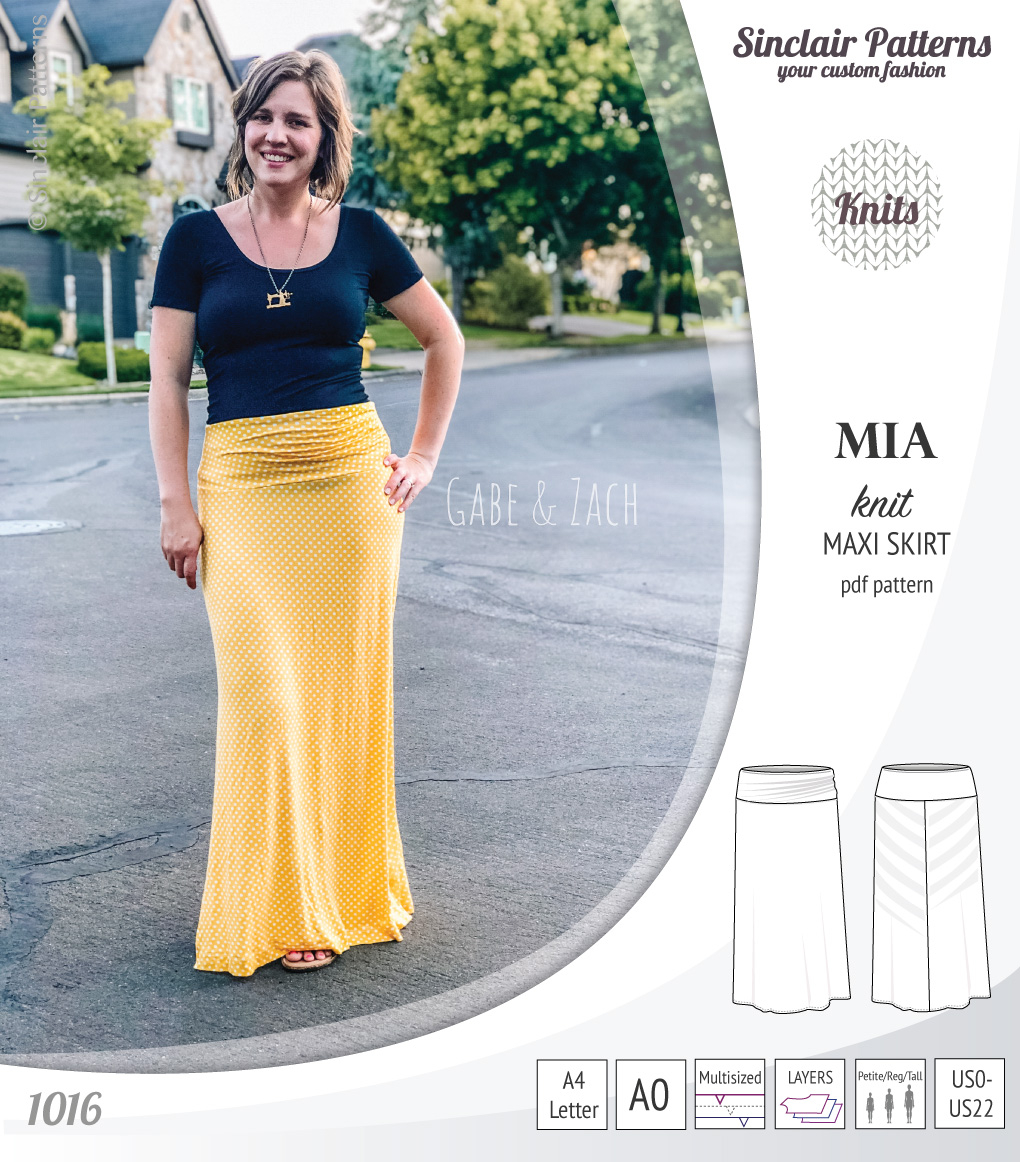 Jersey Knit Skirt Pattern Mia Knit Maxi Skirt With Side Slits And Yoga Style Waistband Pdf