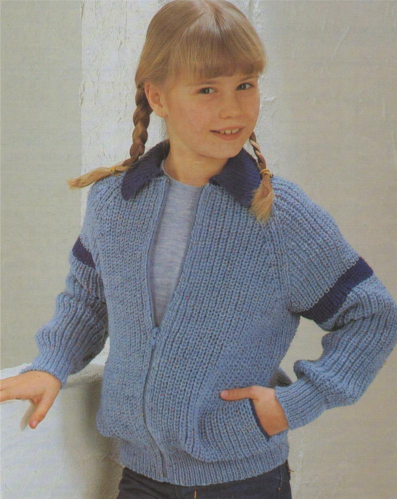 Jumper Knitting Patterns Cardigan Knitting Pattern Pdf Boys And Girls 26 28 30 And 32 Inch Chest Zip Jacket Vintage Knitting Patterns For Children Pdf Download