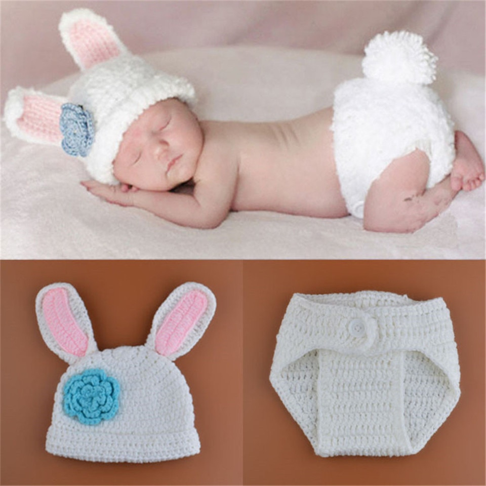Knit Baby Bunny Hat Pattern Us 236 41 Offlovely Crochet Bunny Rabbit Hatpants Set Ba Girl Photo Photography Props Knitted Newborn Costume 1set Mzs 15019 In Hats Caps