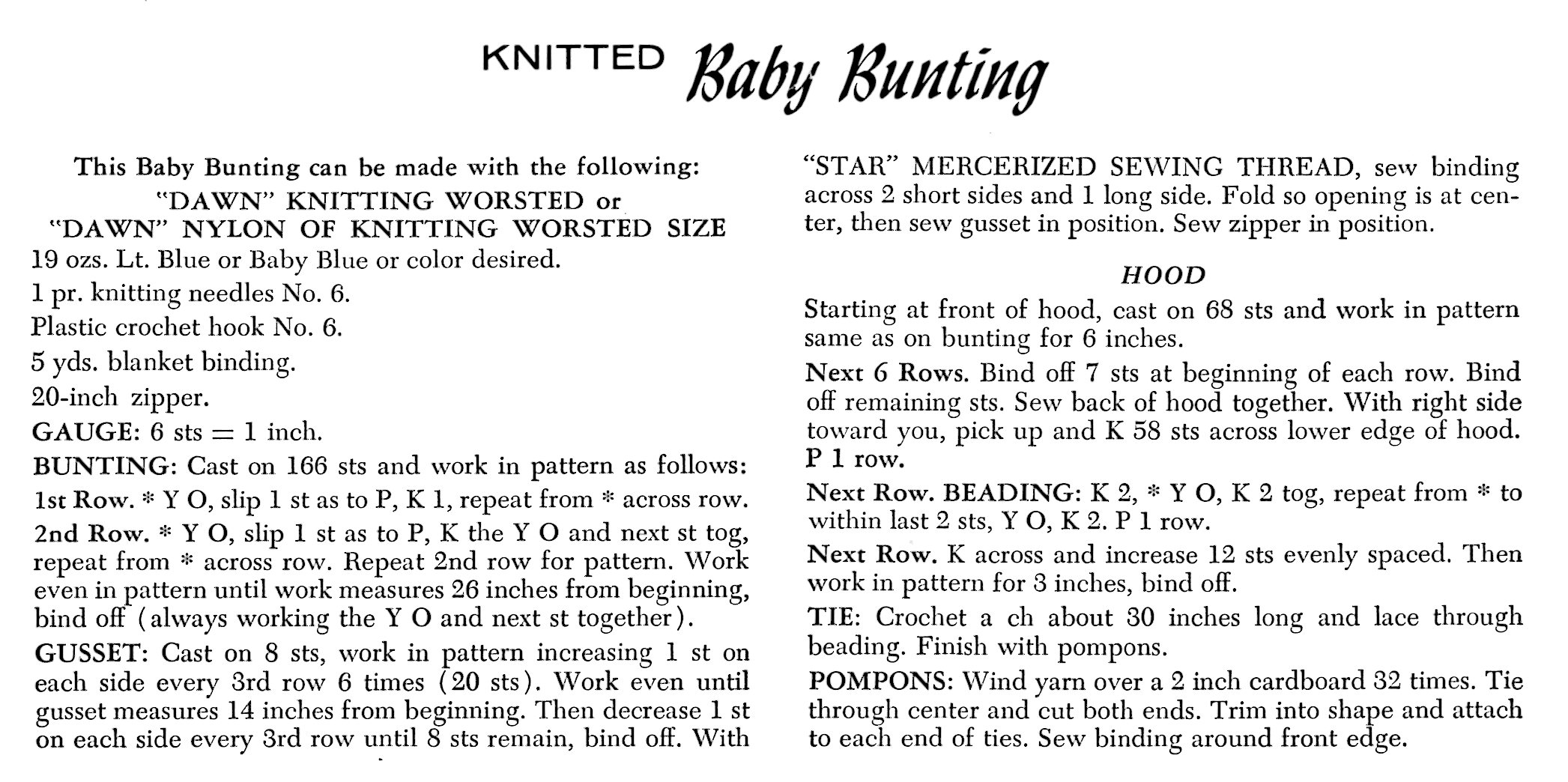 Knit Baby Bunting Pattern Knitting Ba Pattern Archives Vintage Crafts And More