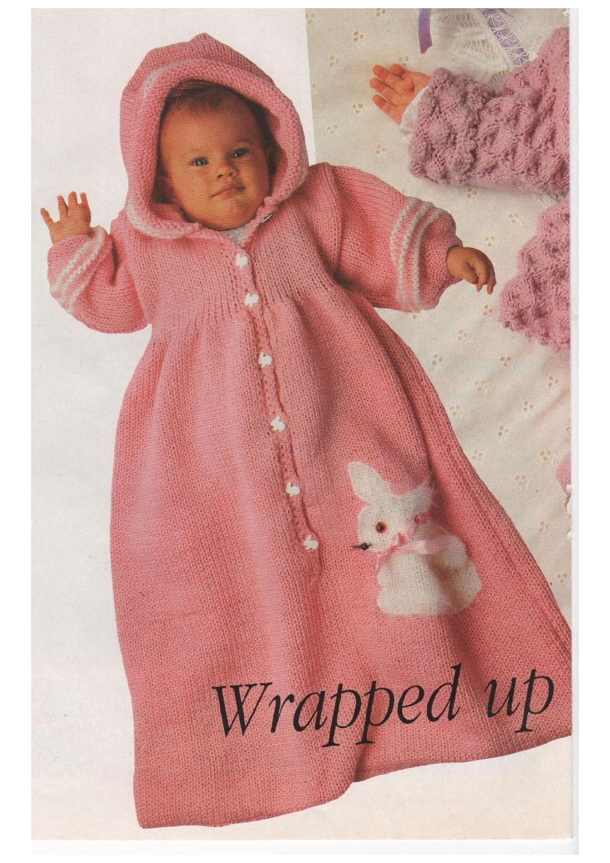 Knit Baby Bunting Pattern Pdf Digital Download Vintage Knitting Pattern Ba Sleeping Bag Bunting Bunny Rabbit Motif
