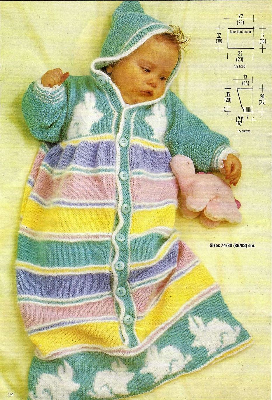 Knit Baby Bunting Pattern Pdf Digital Vintage Knitting Pattern Superb Ba Sleeping Bag Bunny