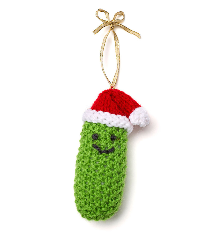 Knit Christmas Ornament Patterns Jolly Pickle Ornament Red Heart
