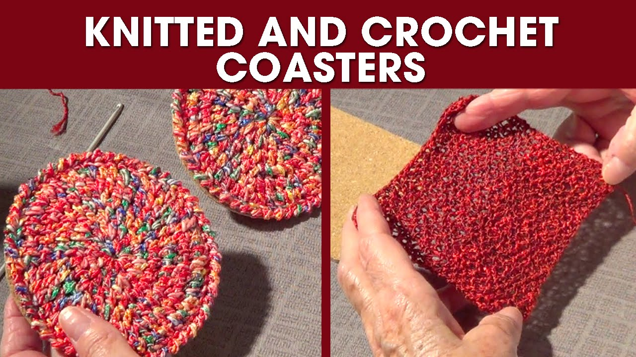 Knit Circle Pattern Knitted And Crochet Coasters Diy Gift 2 Round And Square