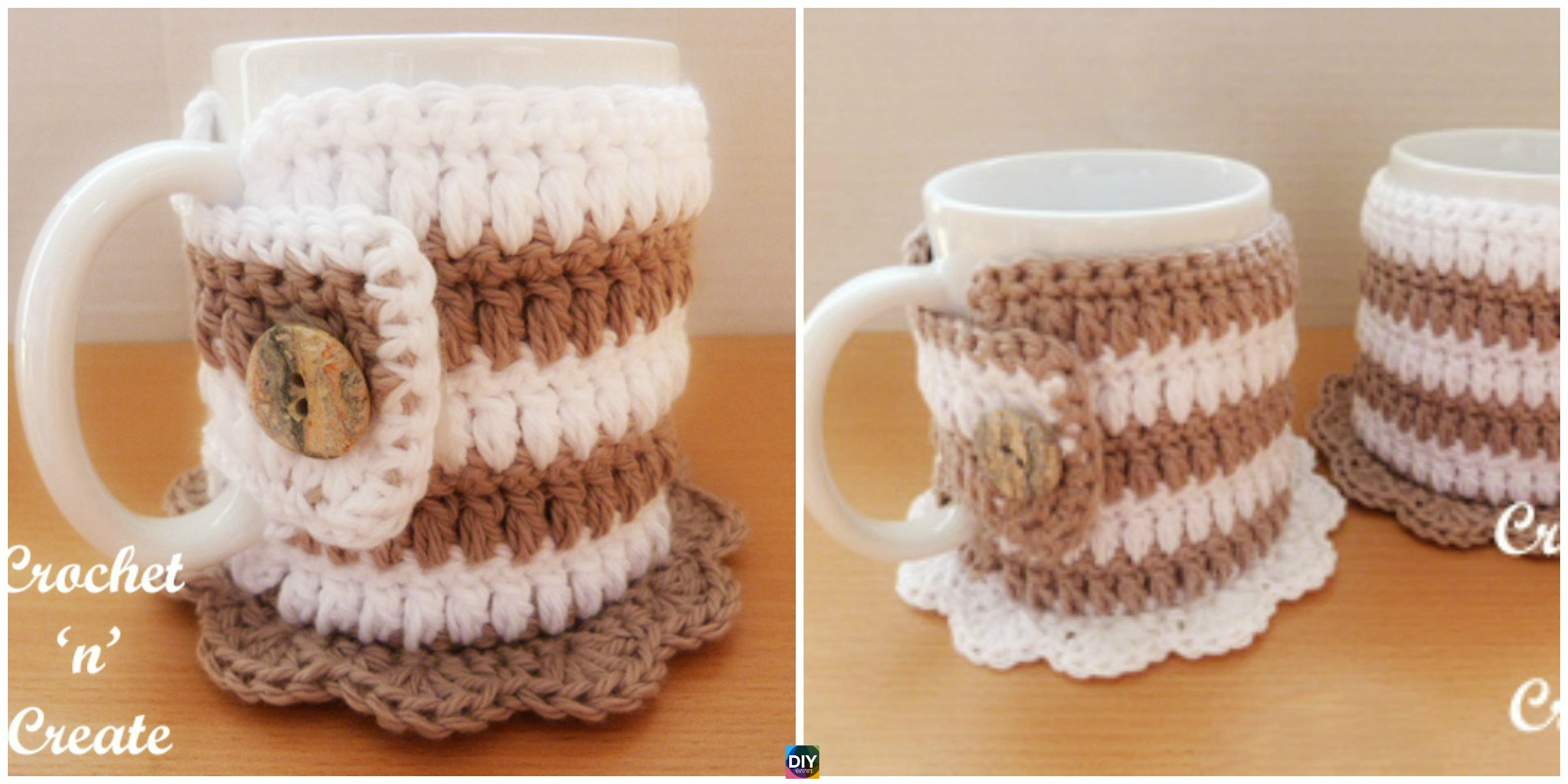 Knit Coffee Cup Sleeve Pattern Crochet Mug Cozy Coaster Free Pattern Diy 4 Ever