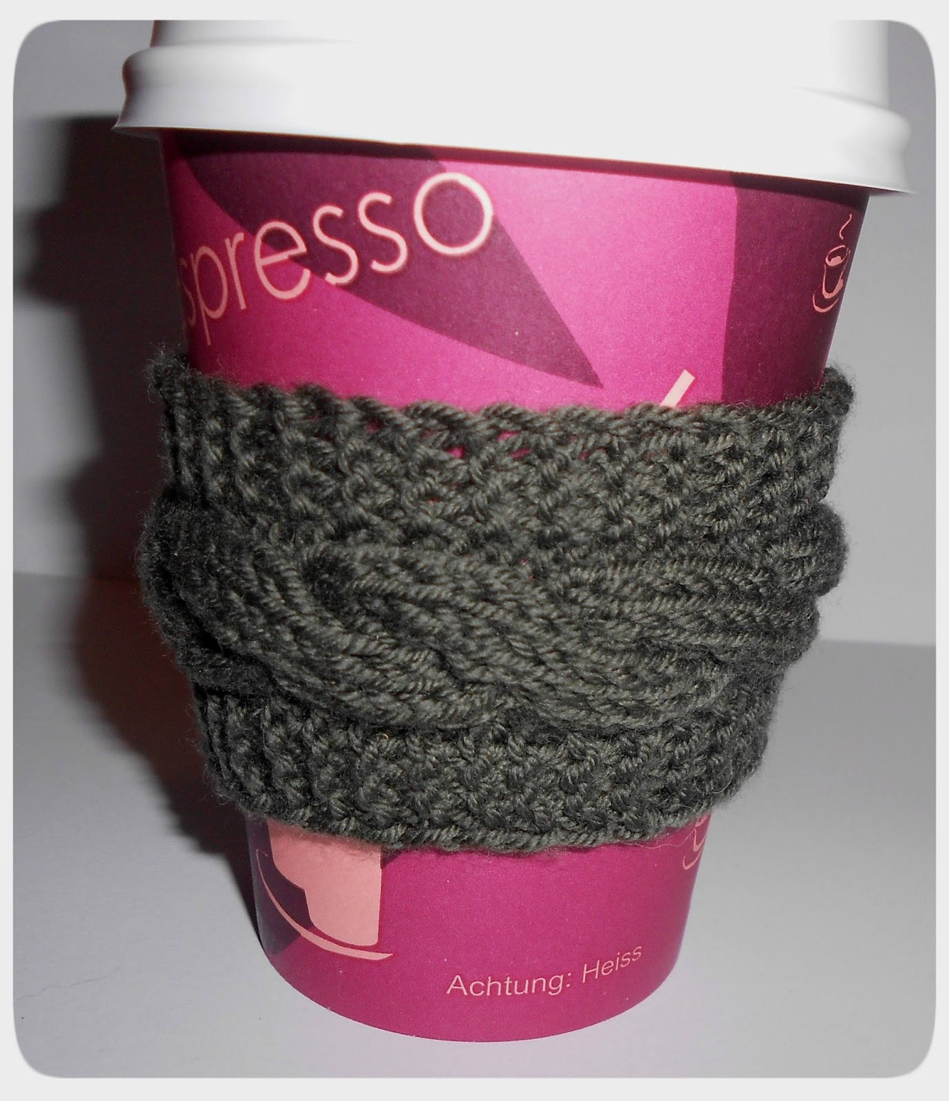 Knit Coffee Cup Sleeve Pattern Woollen Thoughts Cabled Coffee Cup Cozy