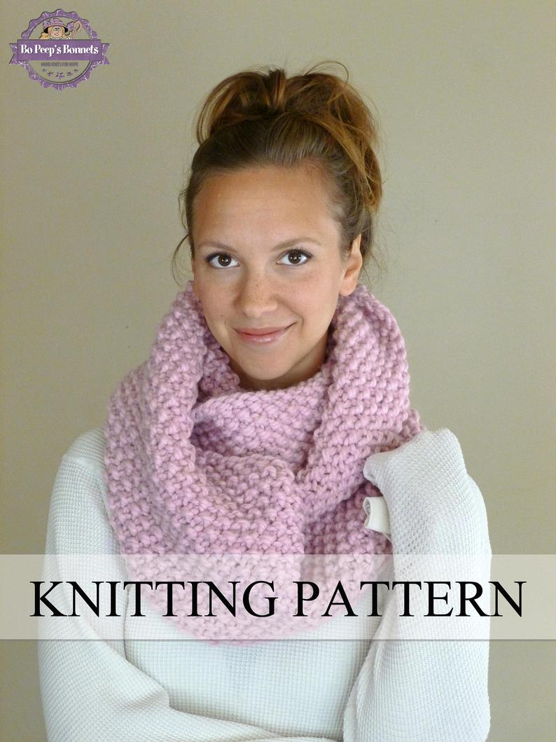 Knit Cowl Scarf Pattern Knitting Pattern Knit Cowl Pattern Knit Infinity Scarf Pattern Knitted Chunky Textured Cowl Pattern Neckwarmer Pattern Circle Scarf