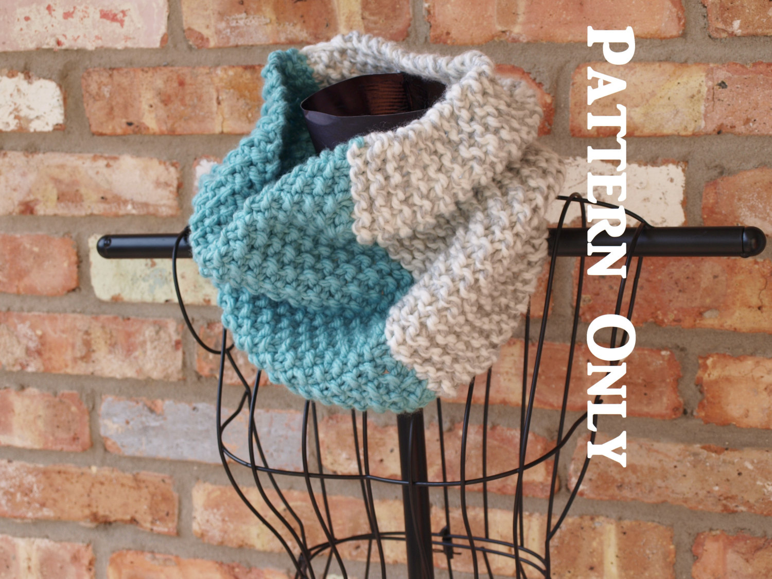 Knit Cowl Scarf Pattern Pattern Sale Knit Cowl Scarf Pattern Color Blocked Garter Stitch Cowl Seed Stitch Moss Stitch Cowl Beginner Cowl Easy Scarf Pattern