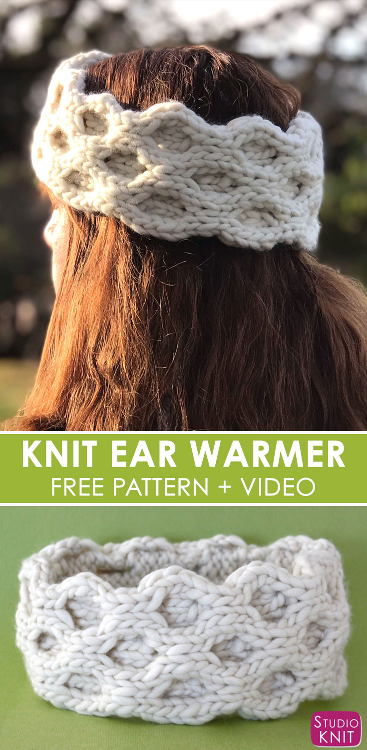 Knit Earwarmer Pattern Quick Knit Headband Necklace Honeycomb Cable Pattern Studio Knit