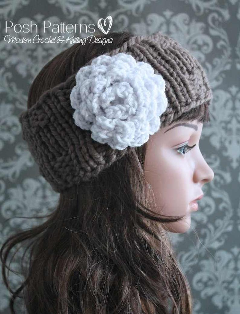 Knit Headband Pattern With Flower Knitting Pattern Knit Headband Pattern Ear Warmer Pattern Knitting Patterns For Women Includes Toddler Child Adult Sizes Pdf 229