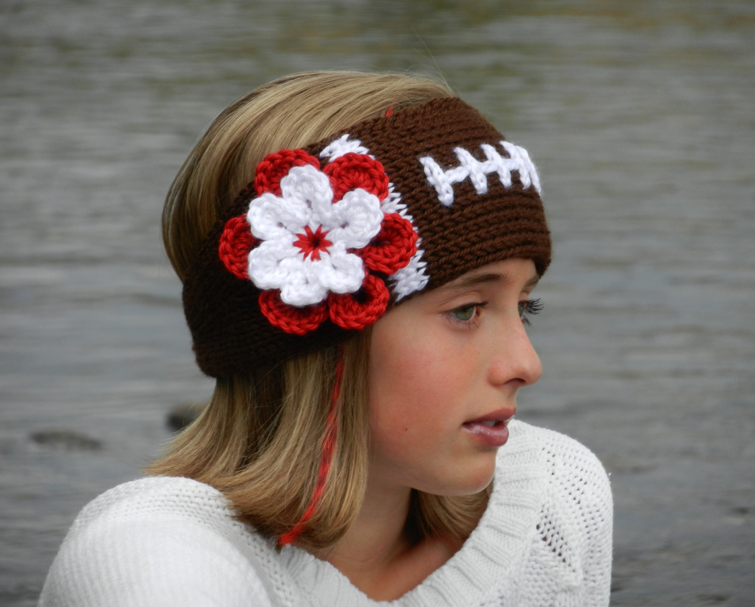 Knit Headband Pattern With Flower Tunisian Knit Look Crochet Football Headband Earwarmer Pattern With Flower Tunisian Crochet Football Headband Pattern Instant Download