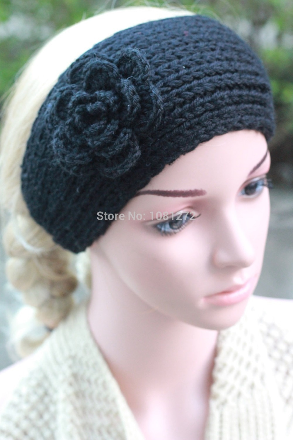 Knit Headband Pattern With Flower Us 529 Black Knit Headbandsmall Flower Headbandearwarmerhair Accessorieshead Wrapheadband Patternfall And Winter Hair Accessory In Womens