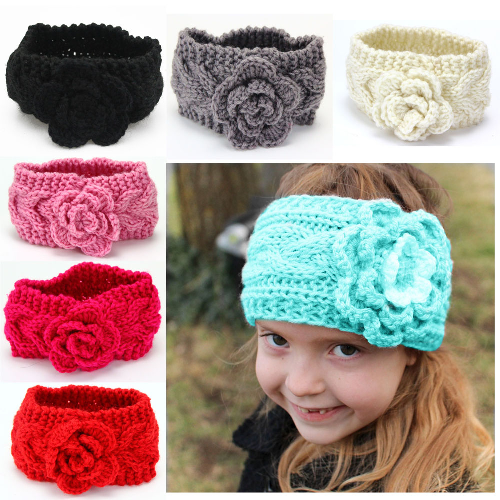 Knit Headband With Flower Pattern Details About Ba Girls Kid Fashion Winter Crochet Knitted Flower Turban Headband Hair Band