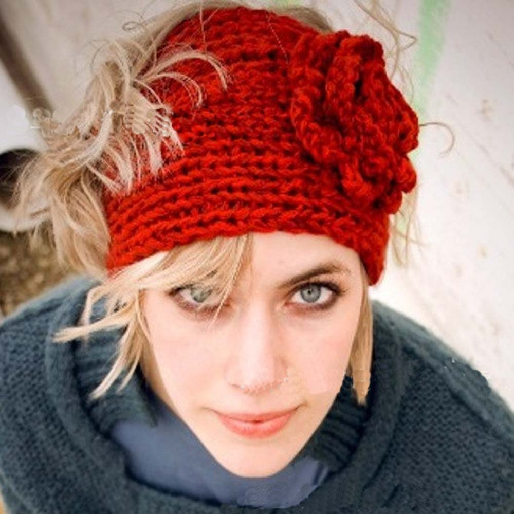 Knit Headband With Flower Pattern Us 171 31 Offfashion Autumn Winter Woolen Headband Knitted Crochet Earmuff Warm Turban Hair Band Headwrap For Women Adult In Womens Hair