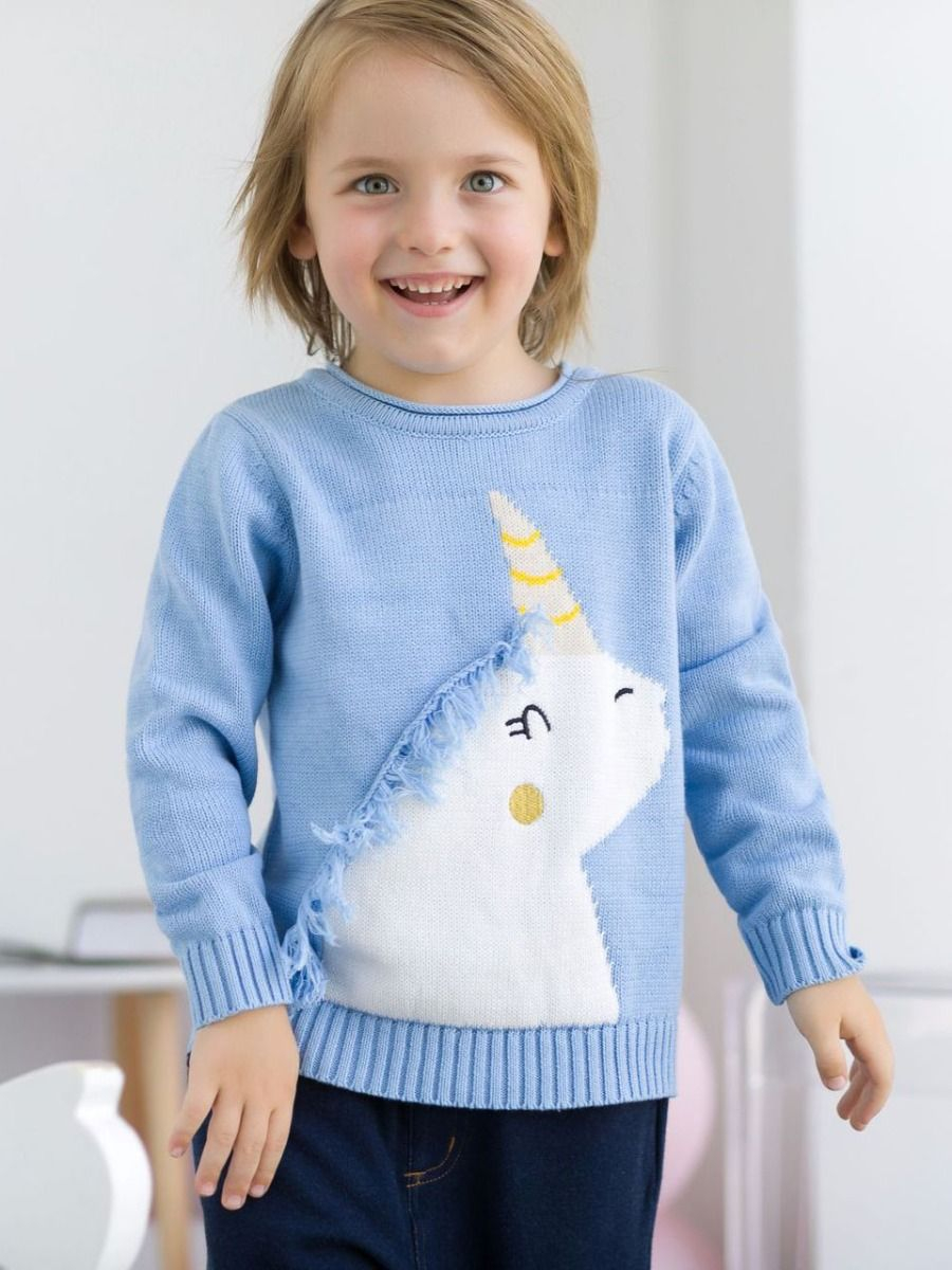 Knit Jumper Pattern Wholesale Cute Unicorn Pattern With Tassel Cotton