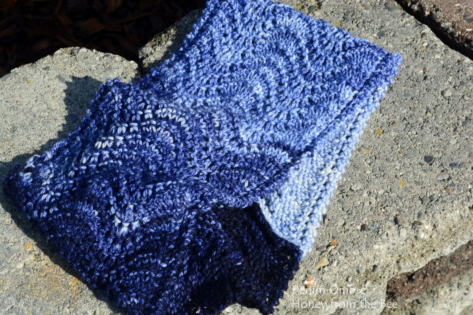 Knit Lace Cowl Pattern Denim Blue Lace Cowl
