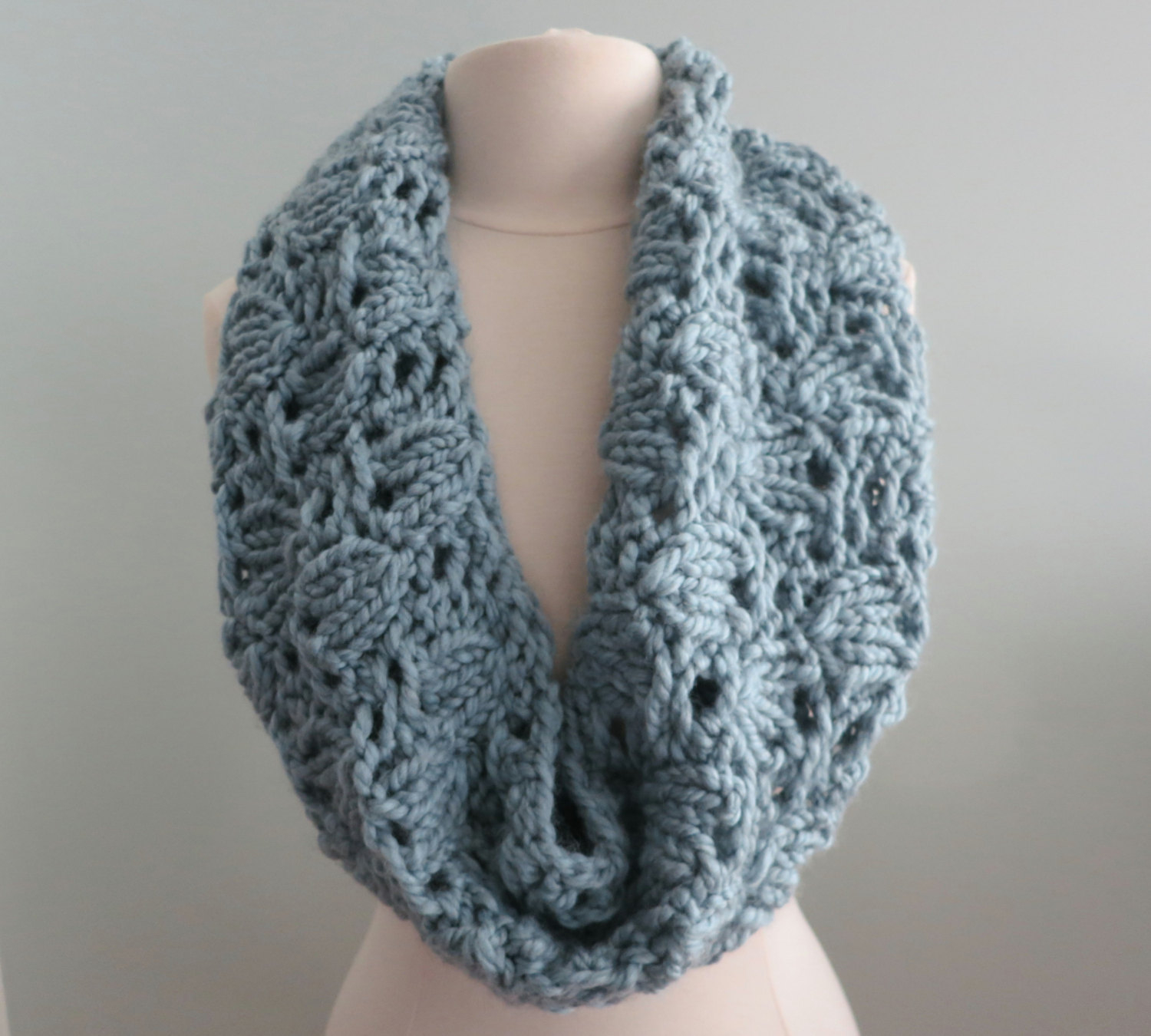 Knit Lace Cowl Pattern Knitting Pattern Cowl Infinity Scarf Super Bulky Yarn Chunky Cowl Lace Cowl