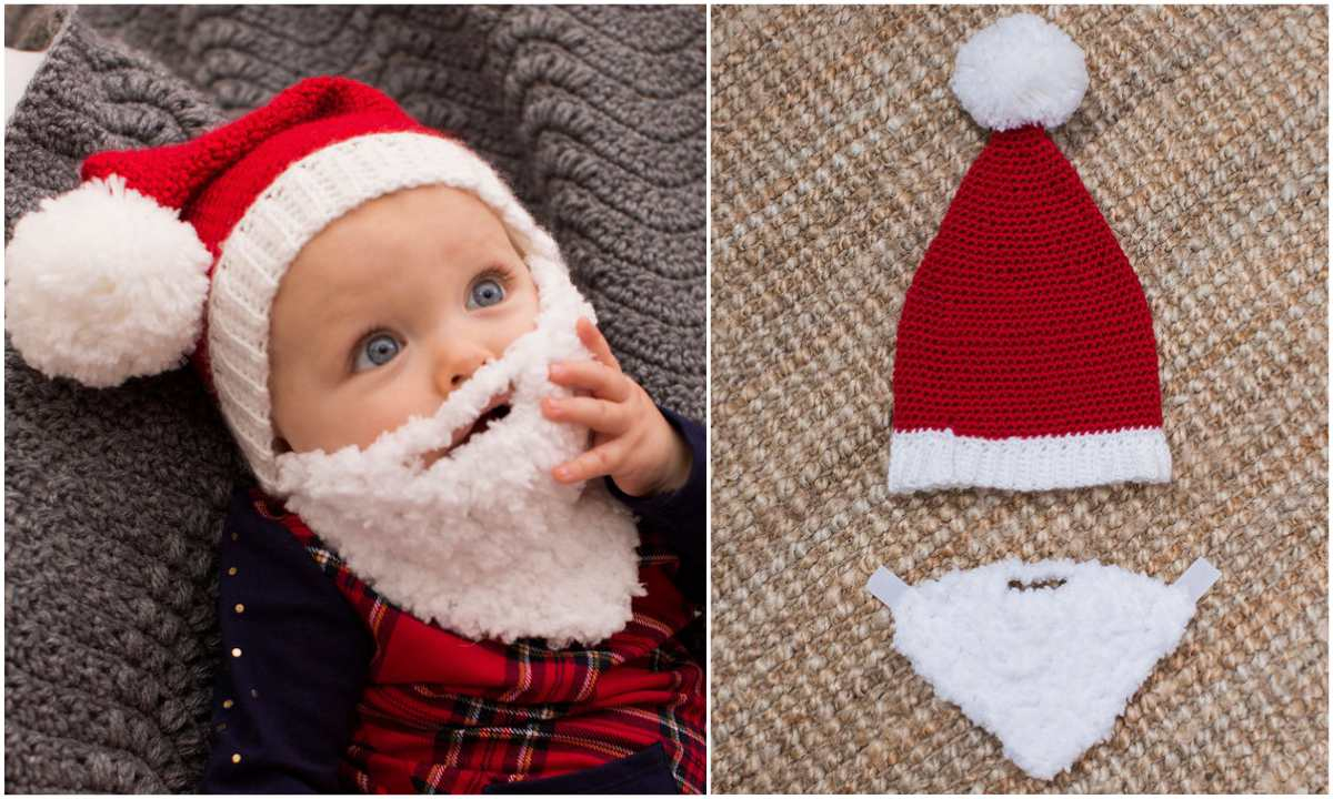 Knit Santa Hat Pattern Free Ba Crochet Santa Hat With Beard Free Pattern Styles Idea