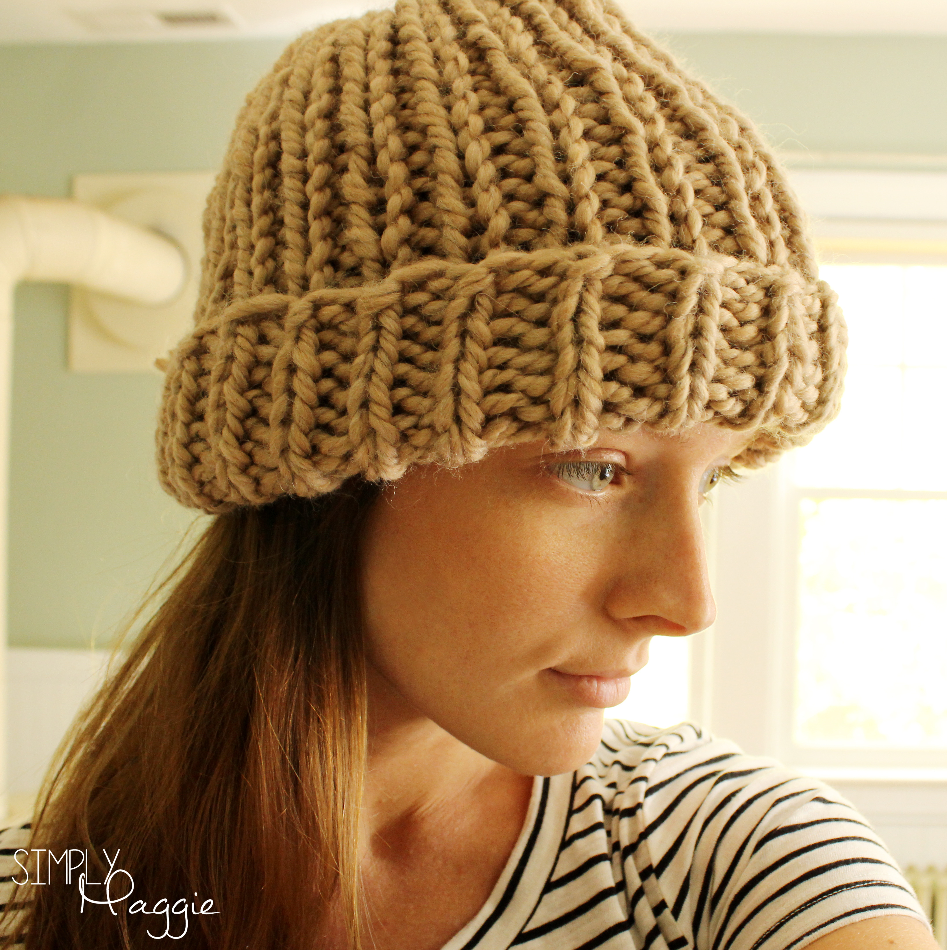 Knit Slouchy Beanie Pattern Slouchy Knit Purl Hat Simplymaggie