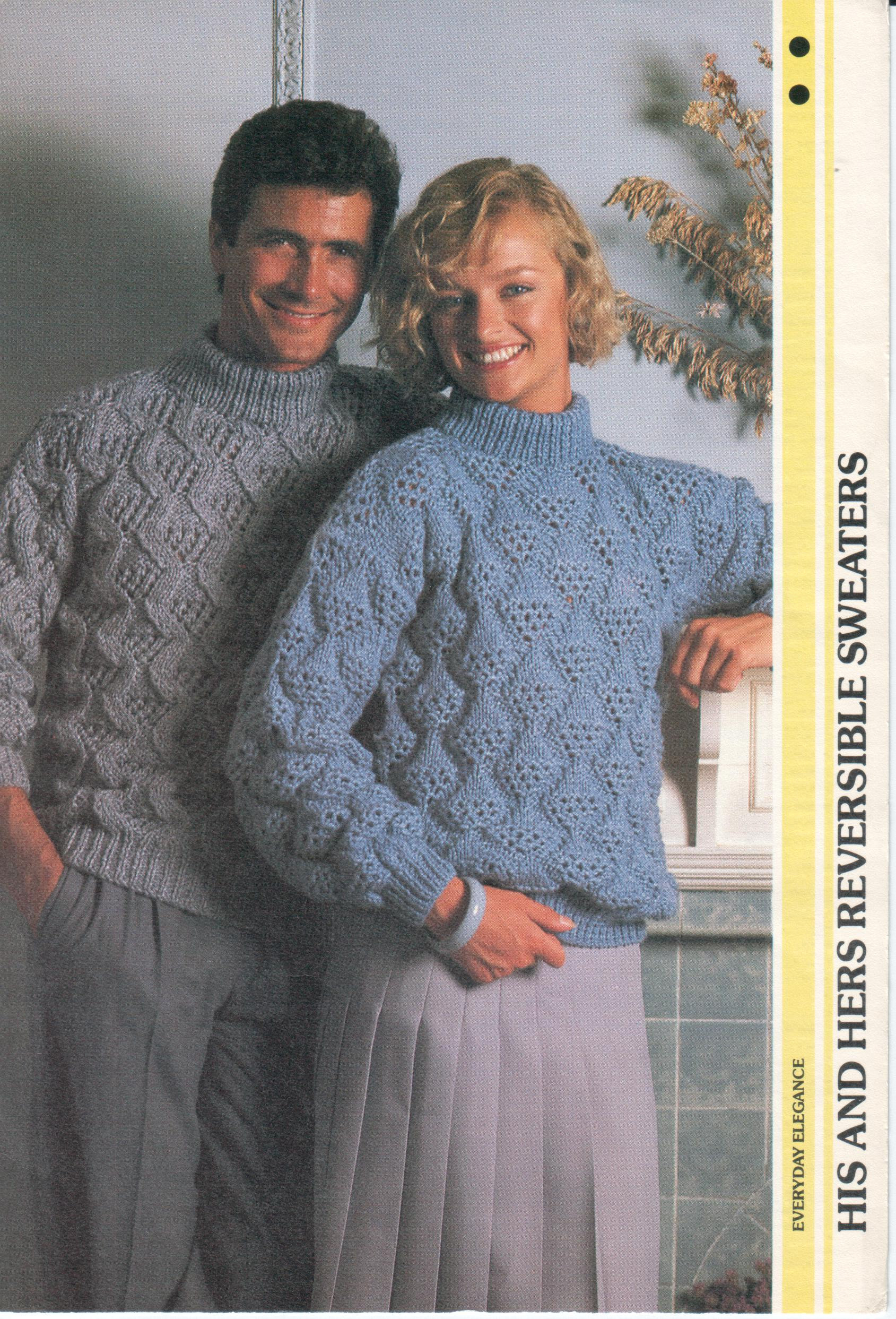 Knit Sweaters Patterns His And Hers Reversible Knit Sweater Pattern