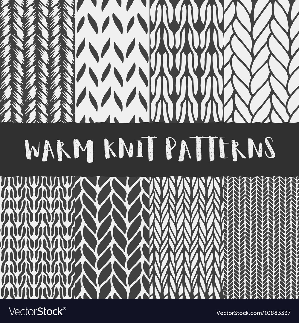 Knit Texture Patterns Set Of 8 Decorative Knit Seamless Patterns