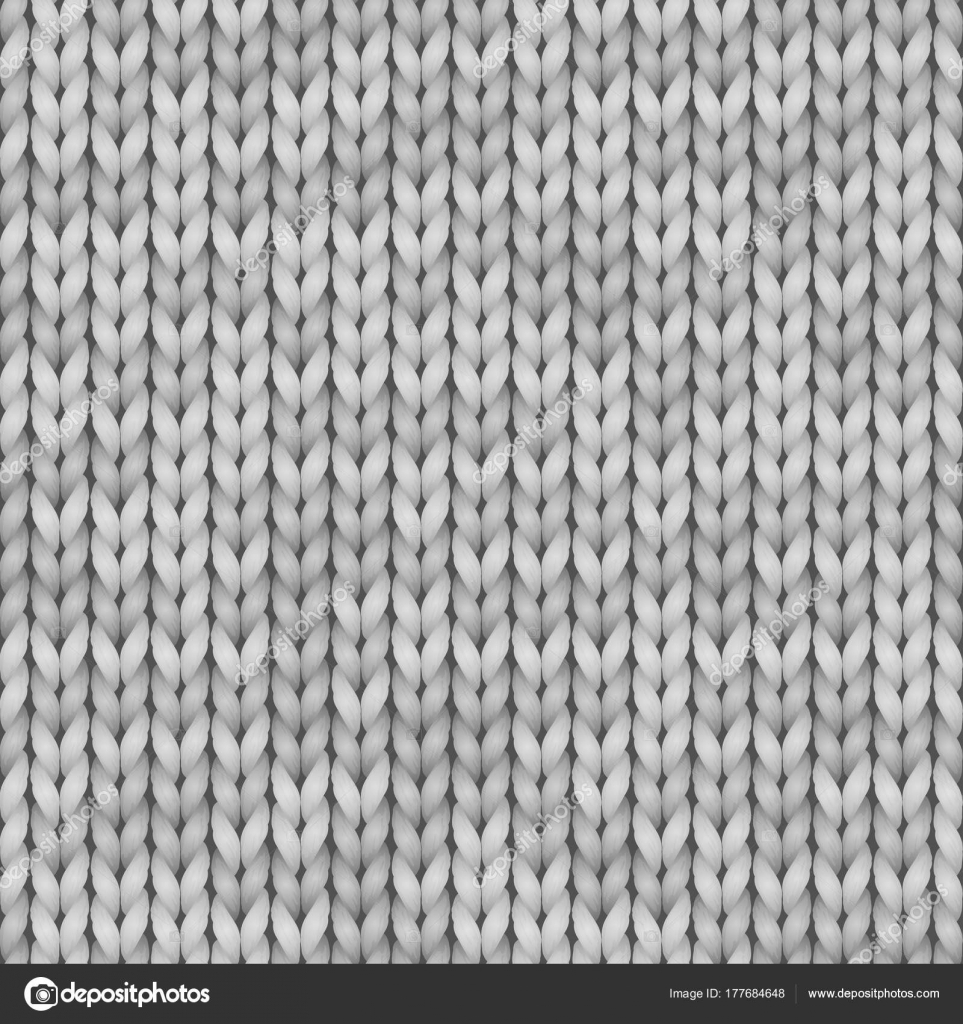Knit Texture Patterns White And Gray Realistic Knit Texture Seamless Pattern Vector