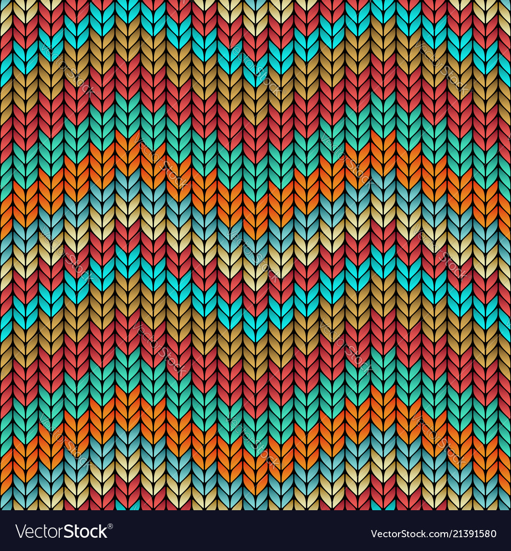 Knit Zig Zag Pattern Multicolor Zigzag Knitted Seamless Pattern