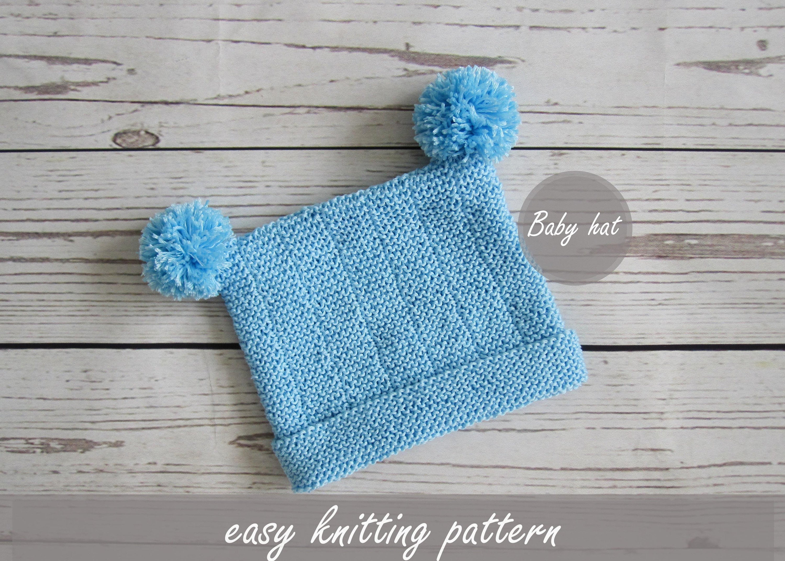Knitted Baby Beanie Pattern Knit Ba Hat Easy Pompom Ba Hat Knitting Pattern Digital Download Knit Beanie Newborn Hat Pattern Toddler Hat Pattern Ba Knit Pattern