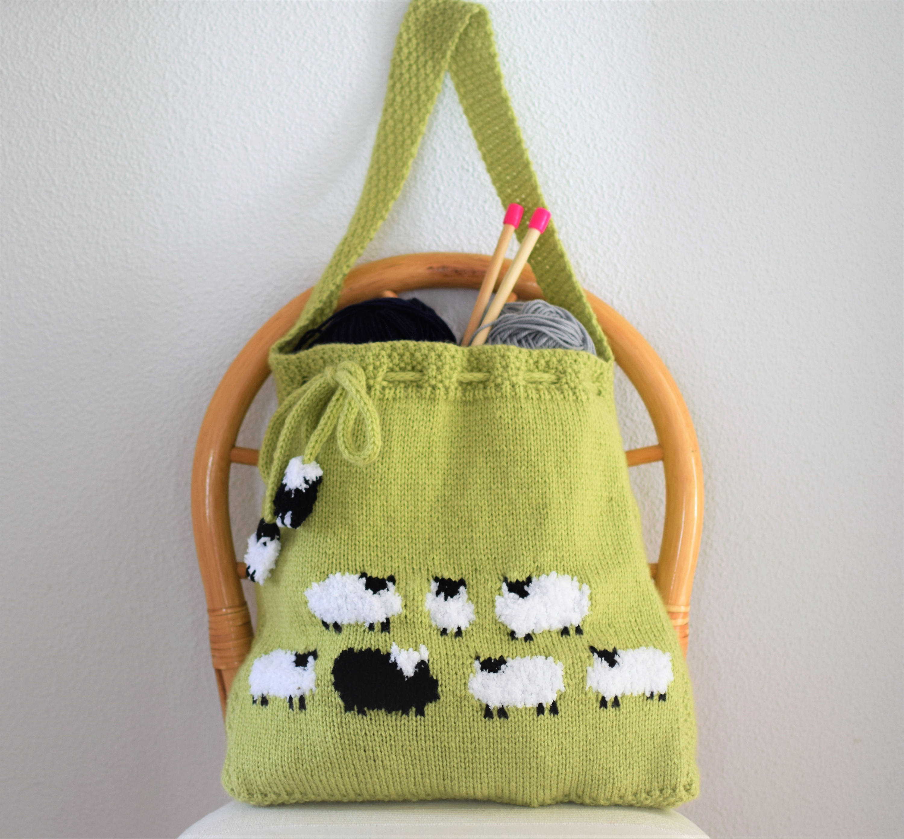 Knitted Bag Pattern Bag Knitting Pattern Knitting Bag Pattern Handmade Tote Bag Sheep