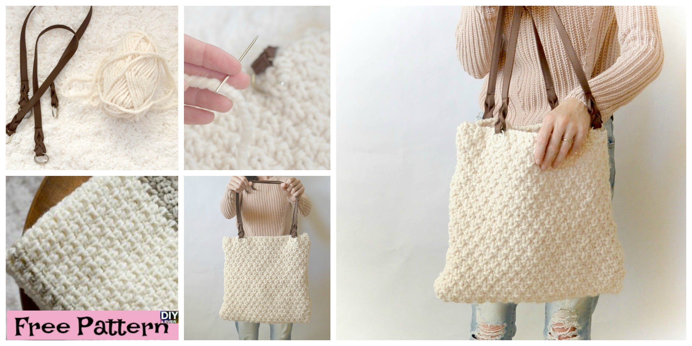 Knitted Bag Pattern Double Seed Stitch Knit Bag Free Pattern Diy 4 Ever