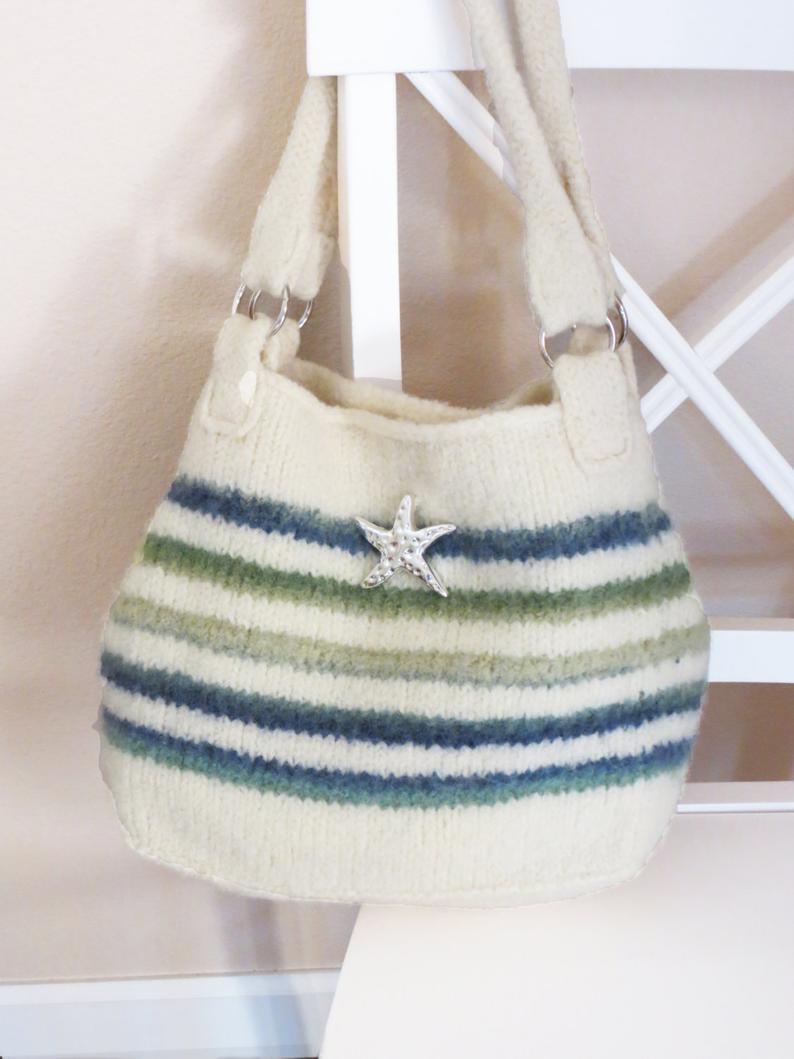 Knitted Bag Pattern Knit Bag Pattern Felted Purse Iris Stripe Knitting Pattern Deborah Oleary Patterns