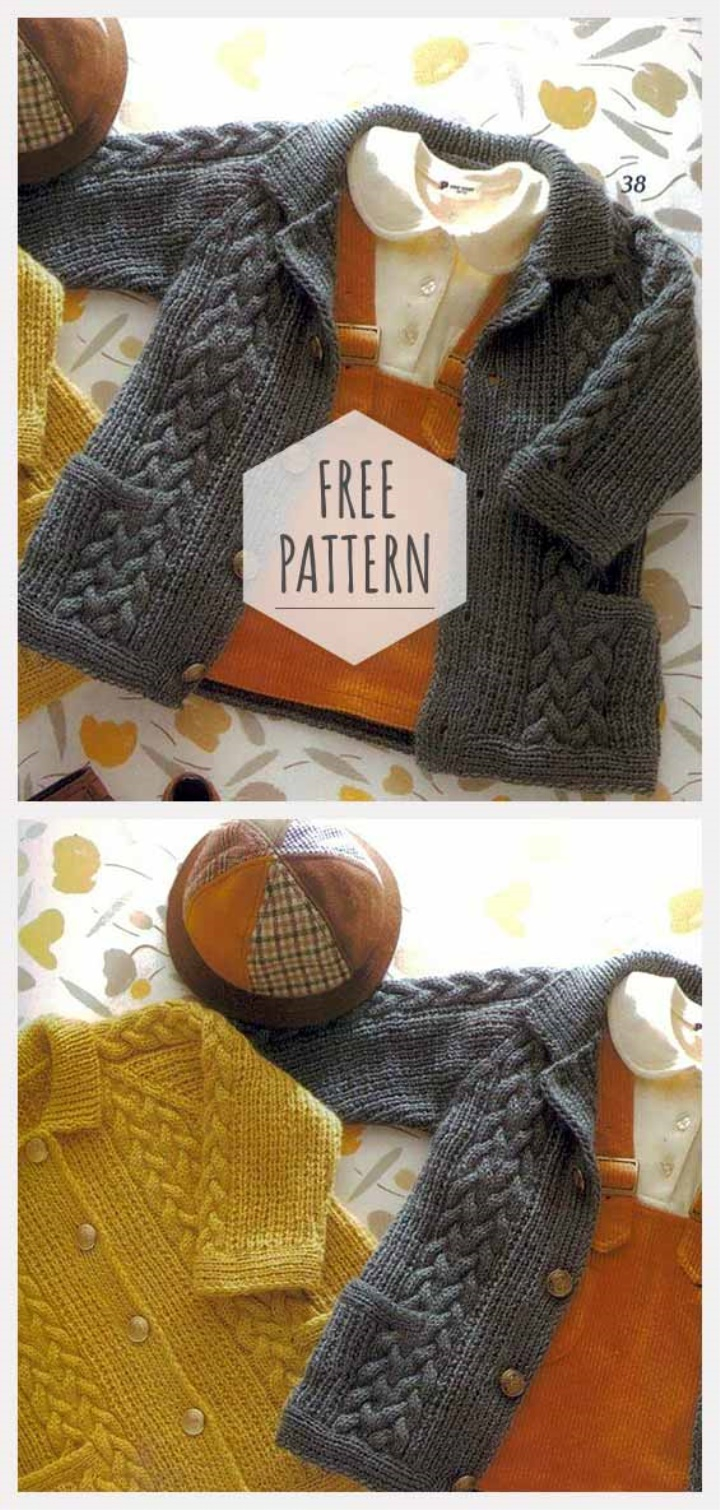 Knitted Ball Pattern Free Knitting Kids Cardigan Free Pattern
