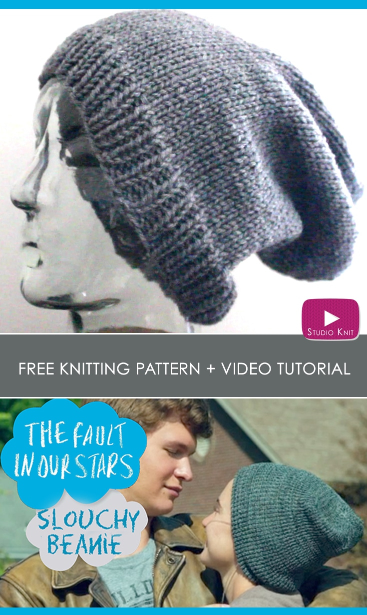 Knitted Beanie Hat Pattern Slouchy Beanie Knit Hat Pattern With Video Tutorial Studio Knit