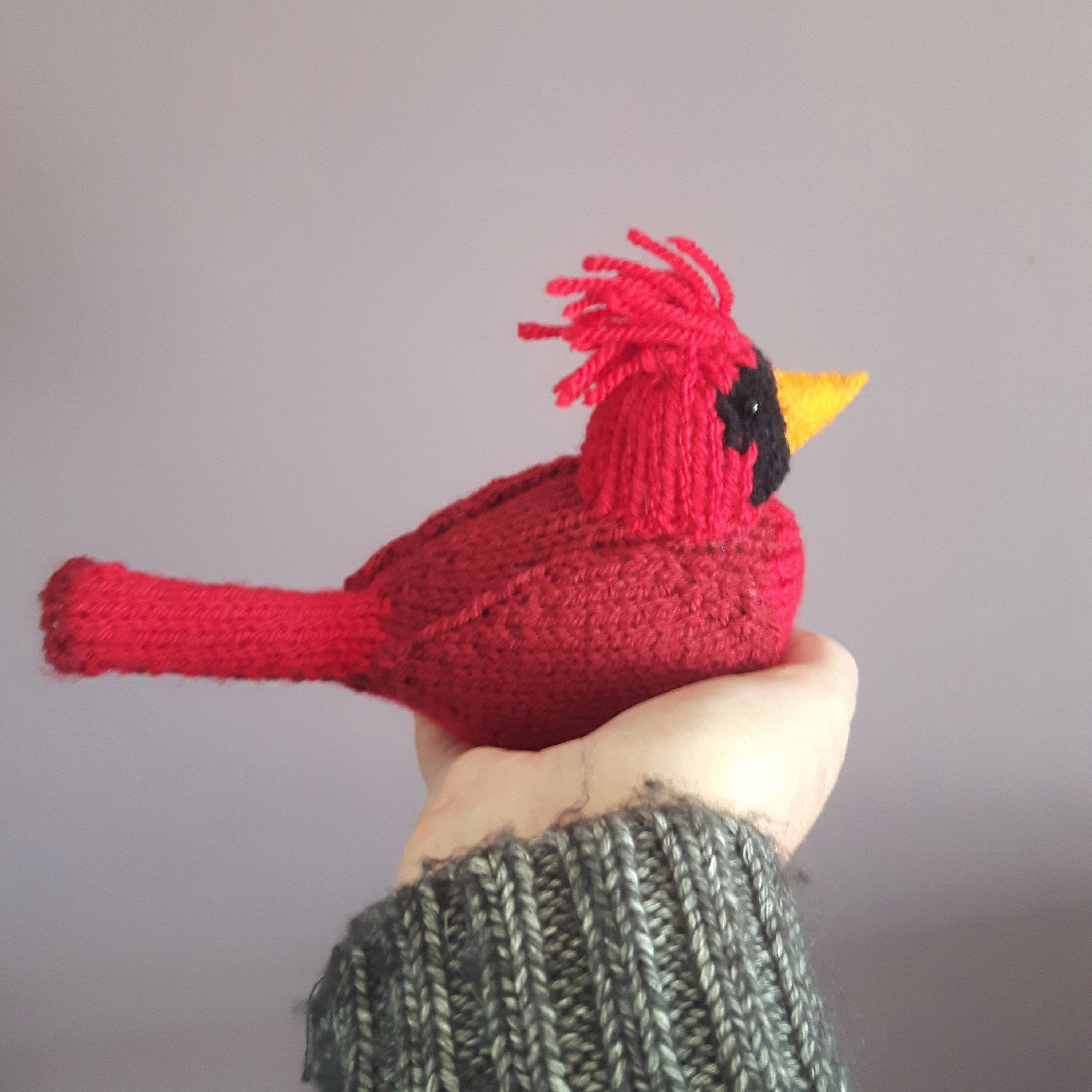Knitted Bird Pattern Northern Cardinal Knitting Pattern Red Bird Knitting Pattern For A Cardinal Bird
