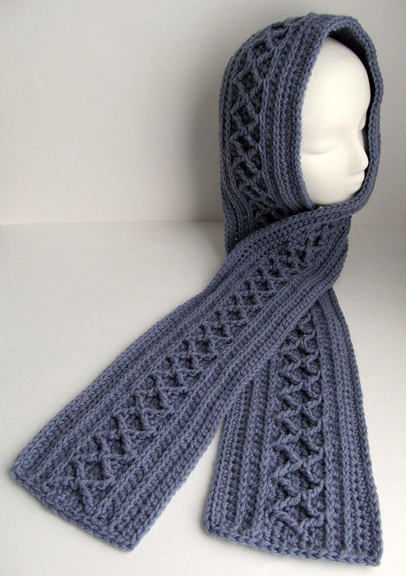 Knitted Cable Scarf Patterns Crochet Scarf Pattern Diamond Cable Scarf Long Scarf To Crochet Cable Crochet Neck Warmer Diy Crochet Gift