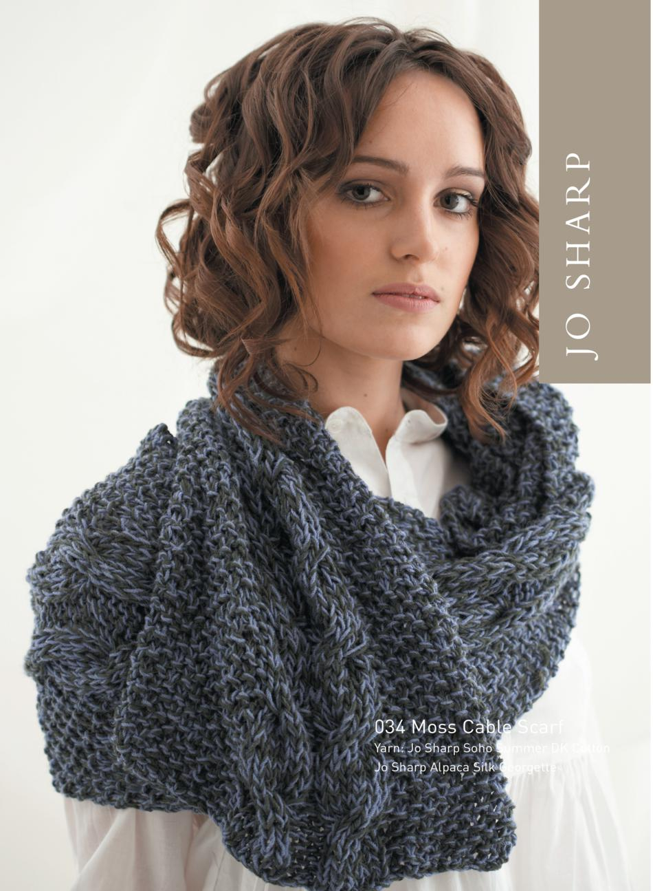 Knitted Cable Scarf Patterns Jo Sharp Moss Cabled Scarf Pattern Knitting Pattern