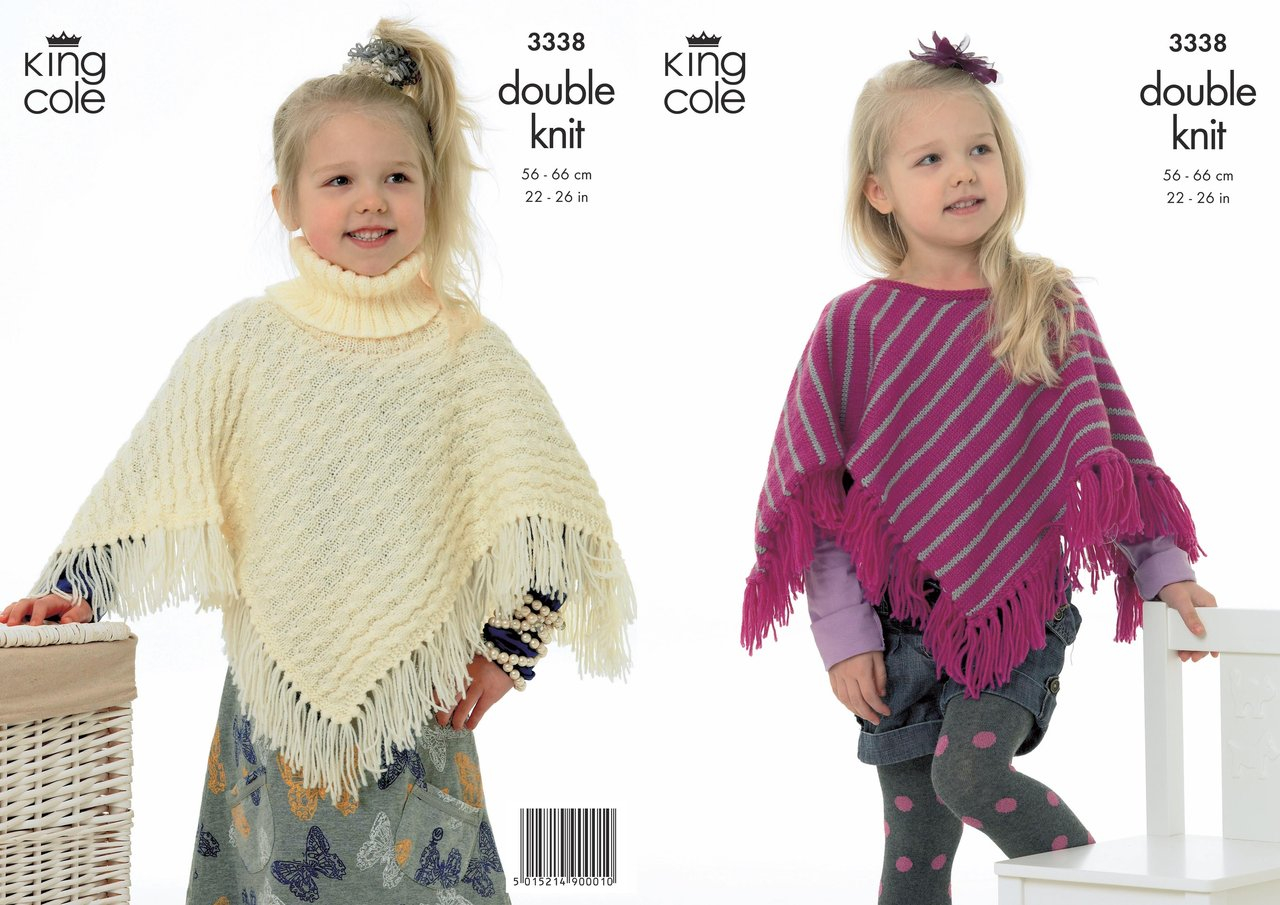 Knitted Capelet Pattern King Cole 3338 Knitting Pattern Ponchos In King Cole Merino Blend Dk