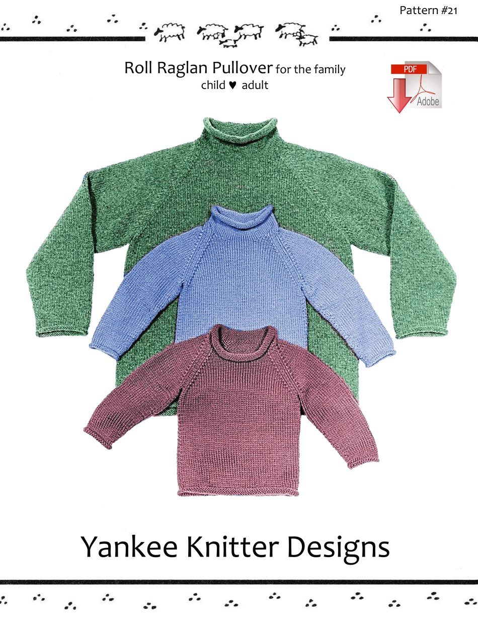 Knitted Childrens Sweaters Free Patterns Roll Neck Raglan Sweater Yankee Knitter Pattern Download Knitting Pattern