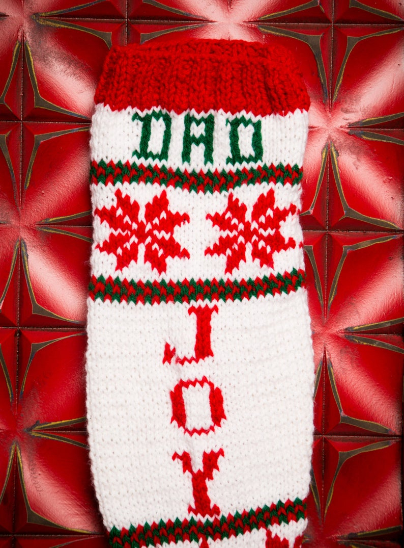 Knitted Christmas Stocking Patterns Personalized Joy Pattern Personalized Christmas Stockings Personalized Stockings Knit Christmas Stocking Pattern Knitted Christmas Stocking Patterns