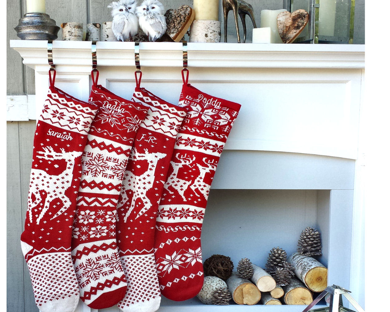 Knitted Christmas Stocking Patterns Personalized Knitted Christmas Stockings Red White