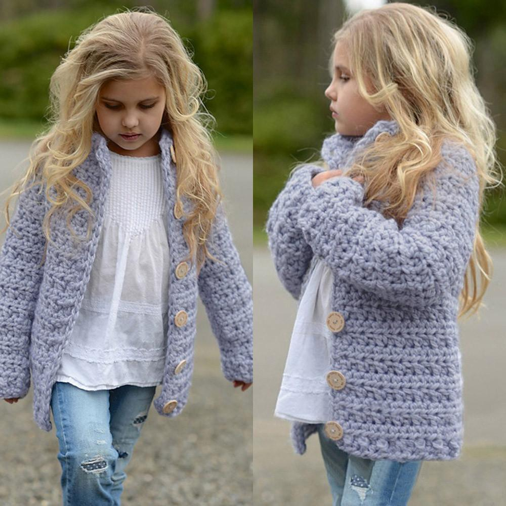 Knitted Coat Patterns 2018 Girls Sweater Toddler Kids Ba Girls Outfit Clothes Button Knitted Sweater Kids Cardigan Coat Tops For Clothes 3 7y