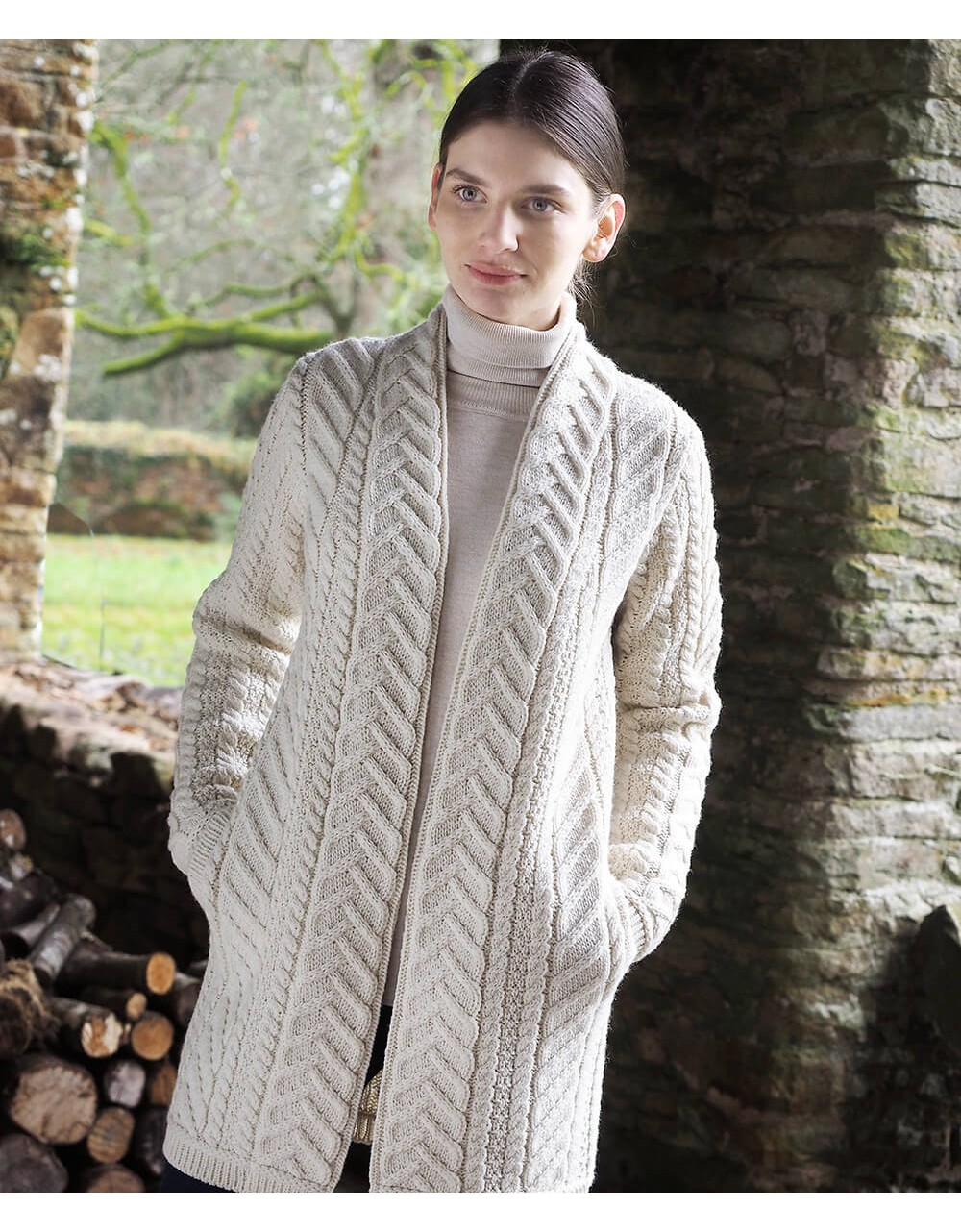 Knitted Coat Patterns Aran Pattern Edge To Edge Coatwomenaran Sweatersirish Handcrafts