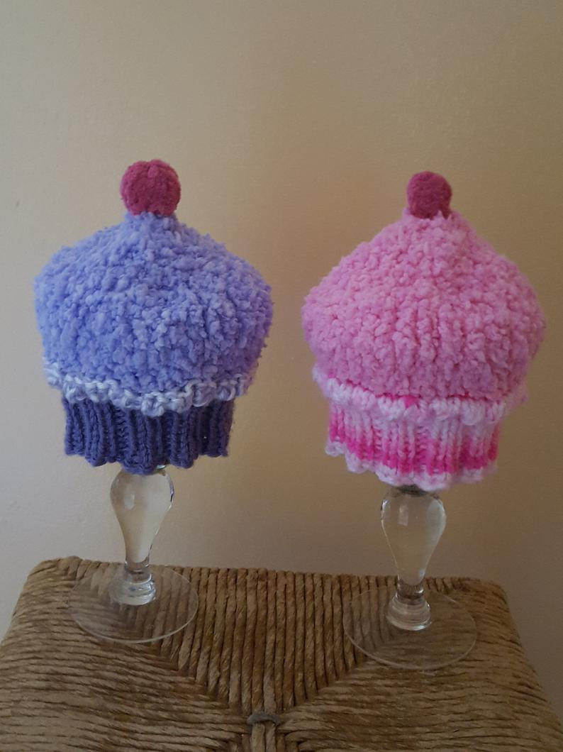 Knitted Cupcake Hat Pattern Hand Knit Girl Cupcake Hat Newborn Post Delivery Hatphoto Propmultiple Colors Sizes Winter Hat Soft Some Ready To Ship Custom Made