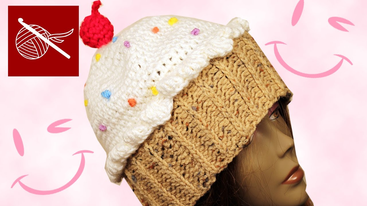Knitted Cupcake Hat Pattern How To Make Crochet Cupcake Hat Tutorial Diy Girls Ladies Crochetgeek