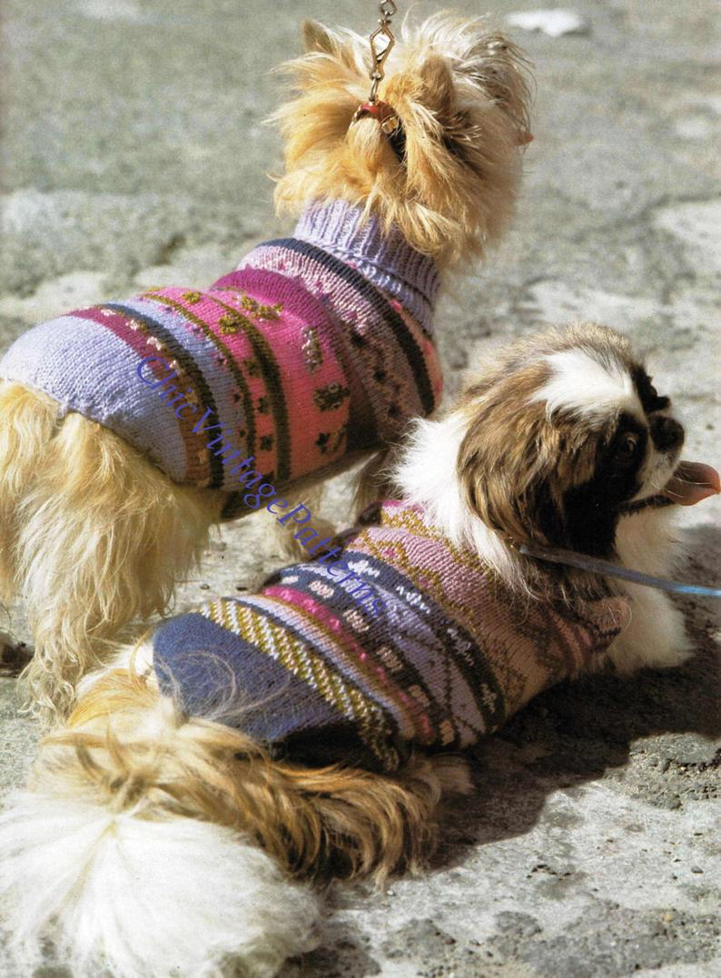 Knitted Dog Coat Pattern Knitted Dog Coats Turtleneck Jaquard Coats Pdf Knitting Pattern Winter Coats Make Your Dog Stand Out From His Friends